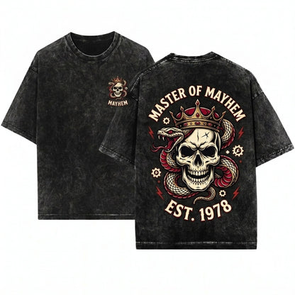 Father Mother Toddler Matching Family Skull Snake Tattoo Style Mayhem Unisex Wash T-Shirt