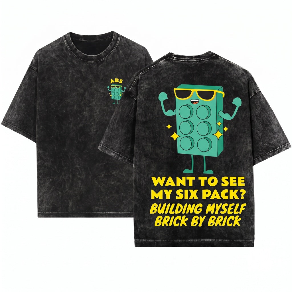 Want To See My Six Pack Funny Bricks Lover Block Builder Construction Toy Humor Master Unisex Wash T-Shirt