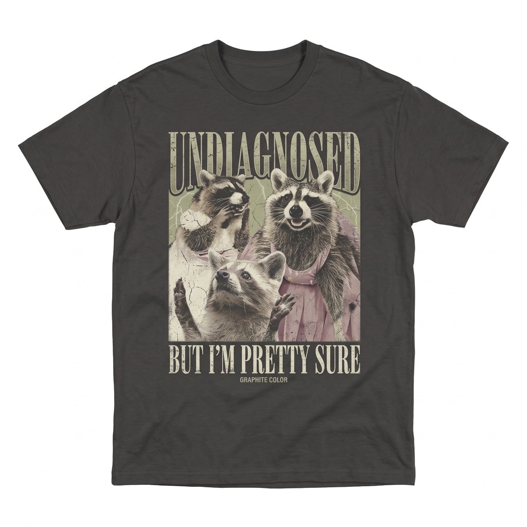 Undiagnosed Raccoon Graphic Funny Sarcastic Vintage Style Retro Humor Apparel Unisex TShirt
