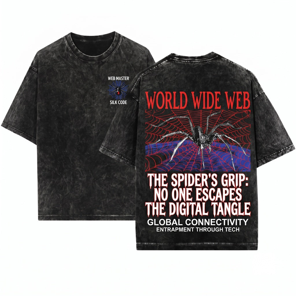 World Wide Web Vintage Japanese Spider God Arachnid Mythical Legend Graphic Anime Aesthetic Apparel Unisex Wash T-Shirt