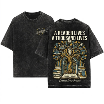 Id Rather Be Reading Embroidered Bookish Reader Literary Cozy Unisex Wash T-Shirt