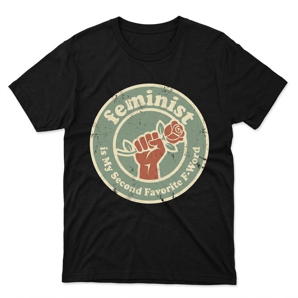 Feminist Is My Second Favorite F-Word Funny Sarcastic Girl Power Graphic Top, Cotton Apparel Unisex TShirt