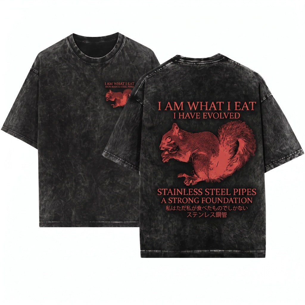 Funny Graphic Acorn Humor Quote I Am What I Eat Squirrel Unisex Wash T-Shirt