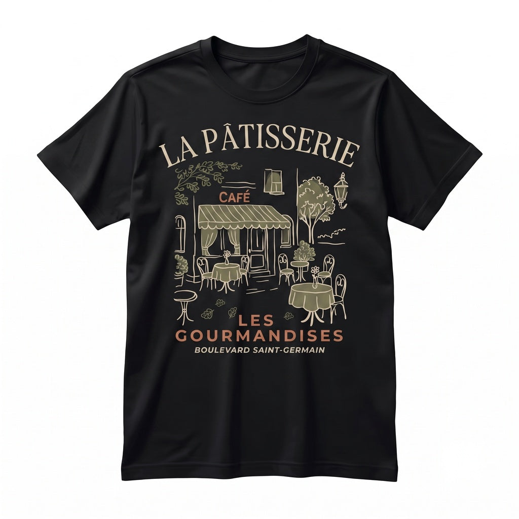 La Patisserie French Cafe Graphic Top Vintage Paris Bakery Cotton Unisex TShirt