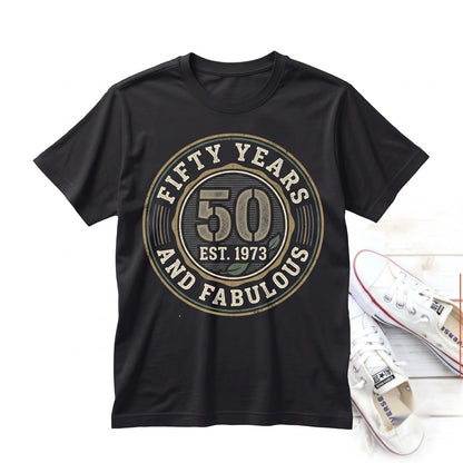 Vintage 50th Birthday Fifty Milestone Celebration Graphic Apparel Gift for Men Women Unisex TShirt