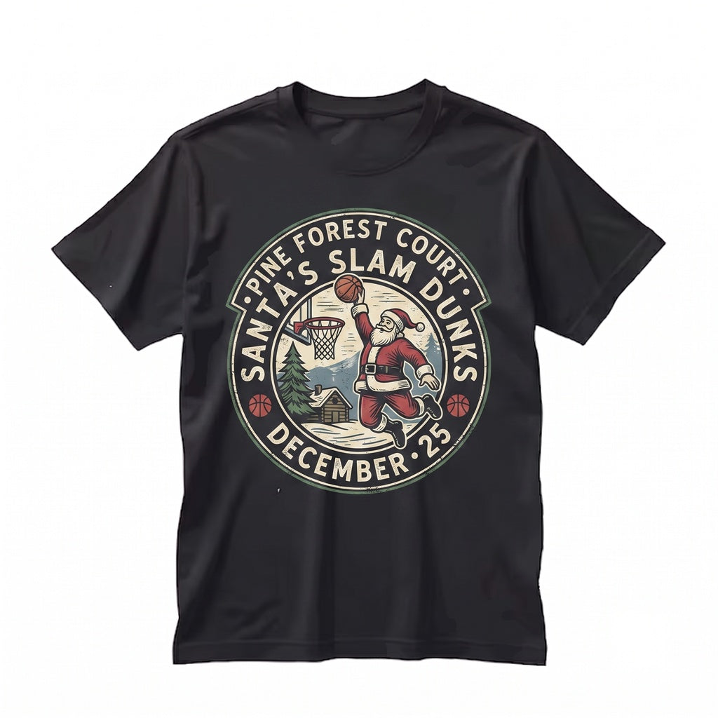 Christmas Basketball Santa Claus Holiday Gift Wrap Pattern Athletic Graphic Unisex TShirt