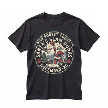 Christmas Basketball Santa Claus Holiday Gift Wrap Pattern Athletic Graphic Unisex TShirt