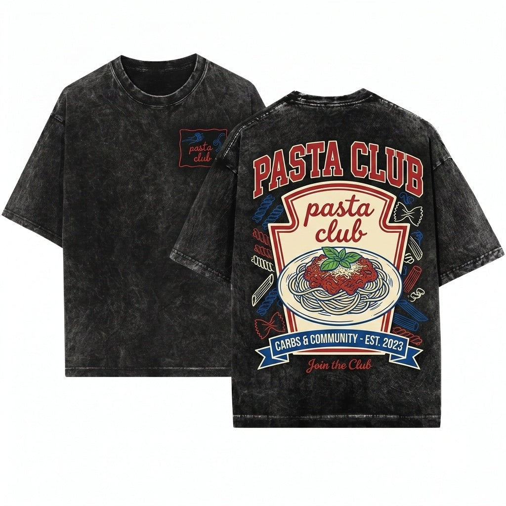 Pasta Lover Club Italian Summer Foodie Graphic Apparel Unisex Wash T-Shirt