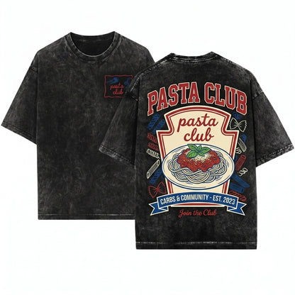 Pasta Lover Club Italian Summer Foodie Graphic Apparel Unisex Wash T-Shirt