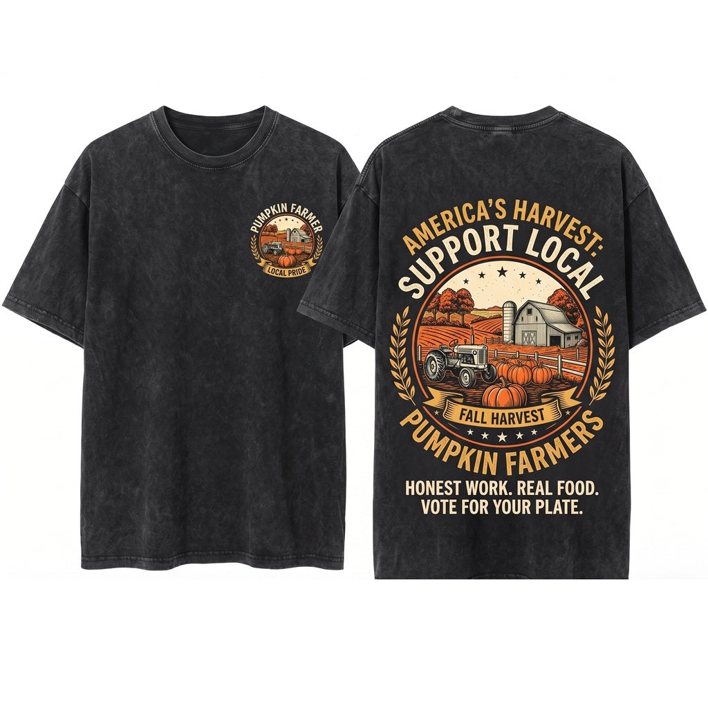 Support Your Local Pumpkin Farmers Vintage Halloween Fall Unisex Wash T-Shirt