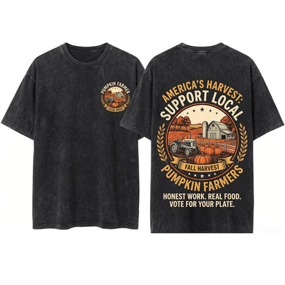 Support Your Local Pumpkin Farmers Vintage Halloween Fall Unisex Wash T-Shirt