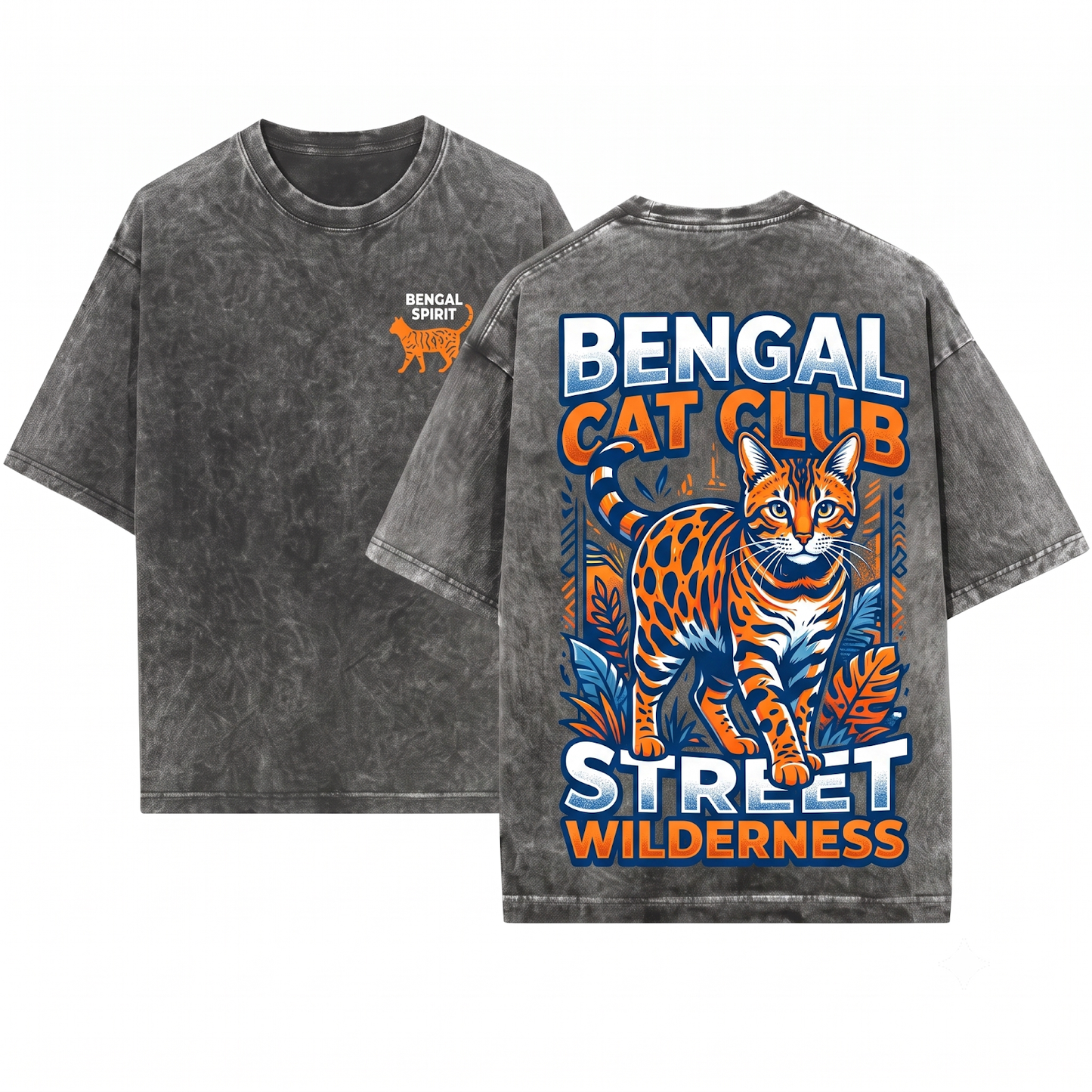 Bengal Cat Minimalist Striped Silhouette Mom Or Dad Modern Lover Gift Unisex Heavyweight Garment-Dyed T-Shirt