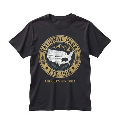 Vintage American National Parks Nature Map Graphic Print Outdoor Unisex TShirt