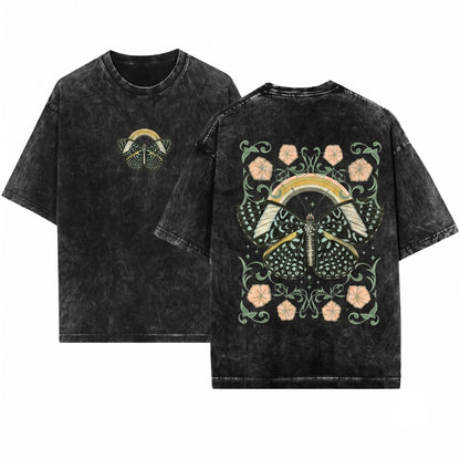 Oversized Boho Butterfly Garment Dyed Aesthetic Gift Unisex Wash T-Shirt