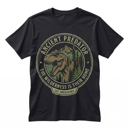 Vintage T-Rex Dinosaur Prehistoric Mountain Forest Nature Rugged Graphic Gift Unisex TShirt