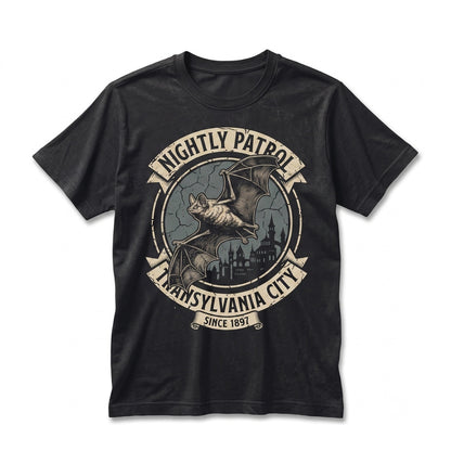 Gothic Bat Distressed Cityscape Graphic Dark Academia Apparel Unisex TShirt