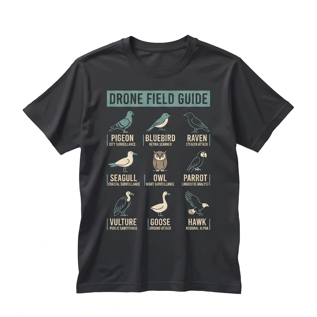 Funny Birds Drone Field Guide Conspiracy Theory Humor Birdwatching Ornithologist Gift Unisex TShirt