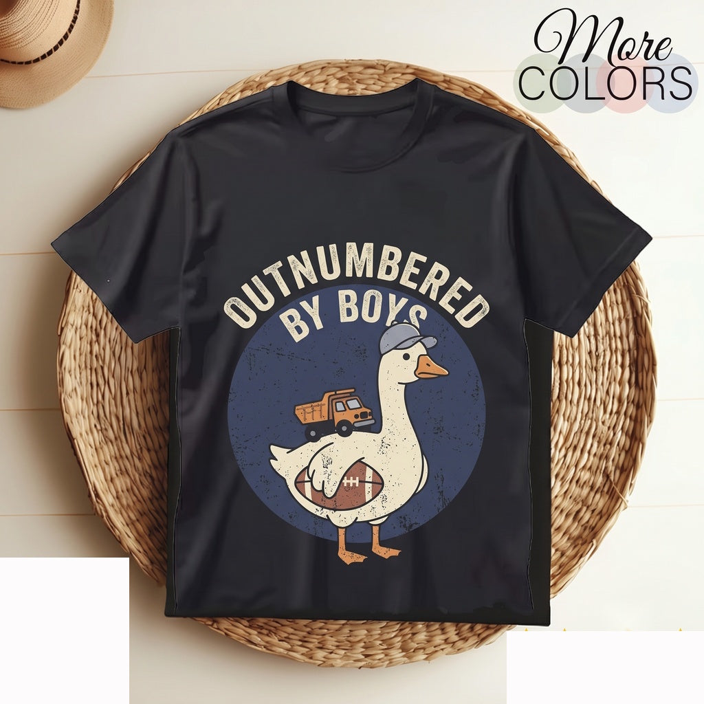 Outnumbered By Boys Goose Graphic Mom Humor Novelty Funny Animal Gift Unisex TShirt