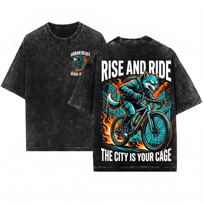 Speedy Cycling Wolf Road Bike Enthusiast Graphic Biker Gift Unisex Wash T-Shirt