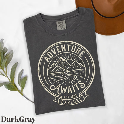 Adventure Awaits Camper Hiking Traveler Nature Lover Vacation Unisex TShirt