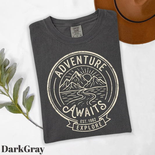 Adventure Awaits Camper Hiking Traveler Nature Lover Vacation Unisex TShirt