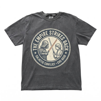 Vintage Sci-Fi Empire Movie Poster Graphic Cloud City Galactic Villain Fan Apparel, Unisex TShirt