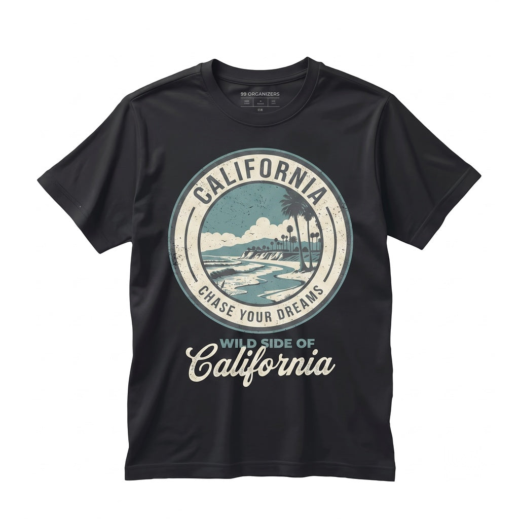 Retro California Palm Tree West Coast Beach Surf Vintage Souvenir Graphic Apparel Unisex TShirt