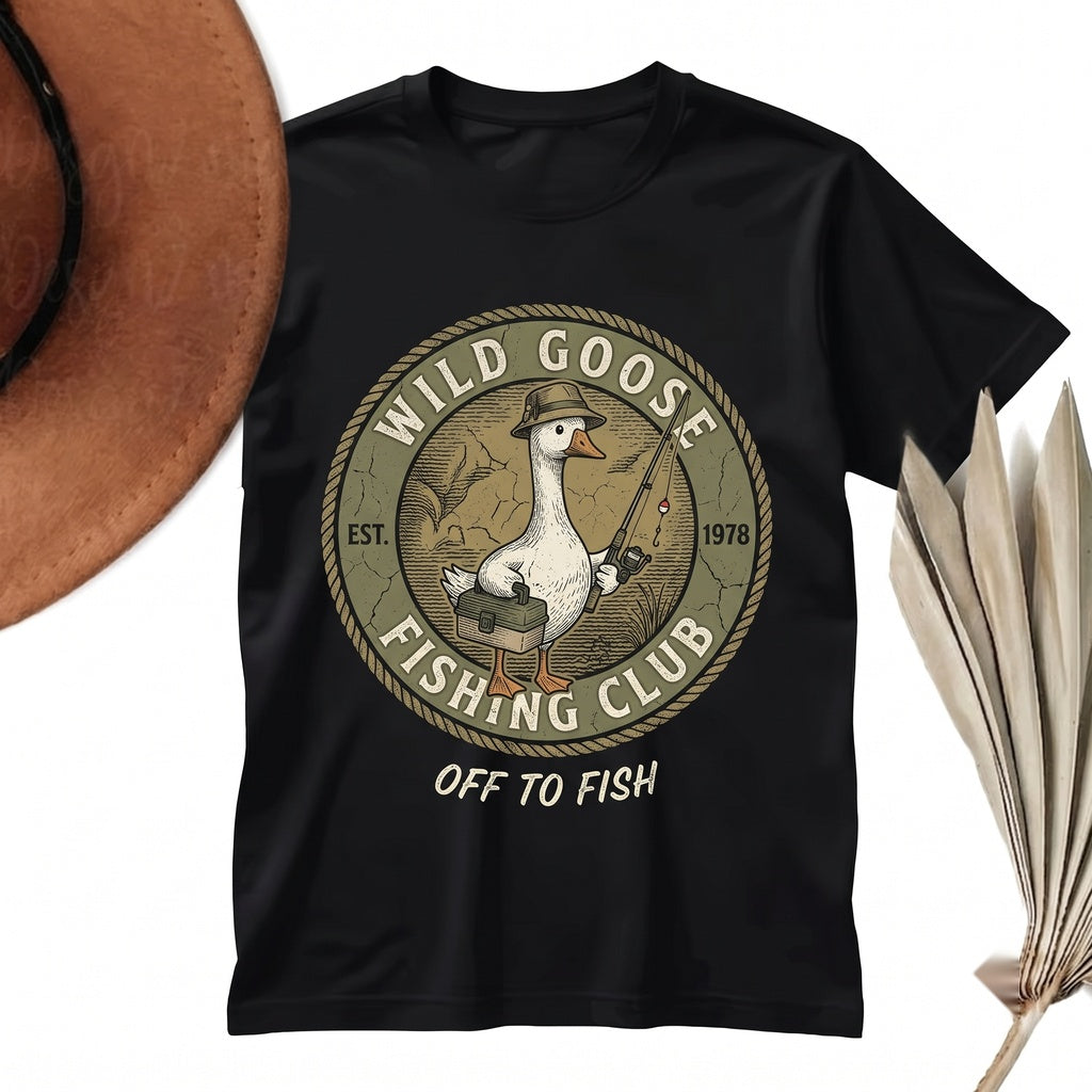 Funny Off To Fish Goose Angler Fathers Day Gift Graphic Unisex TShirt