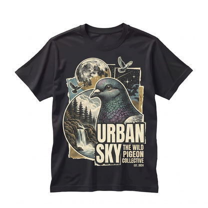 Pigeon Howling to the Full Moon Vintage Bird Graphic Retro Animal Lover Gift 90s Unisex TShirt