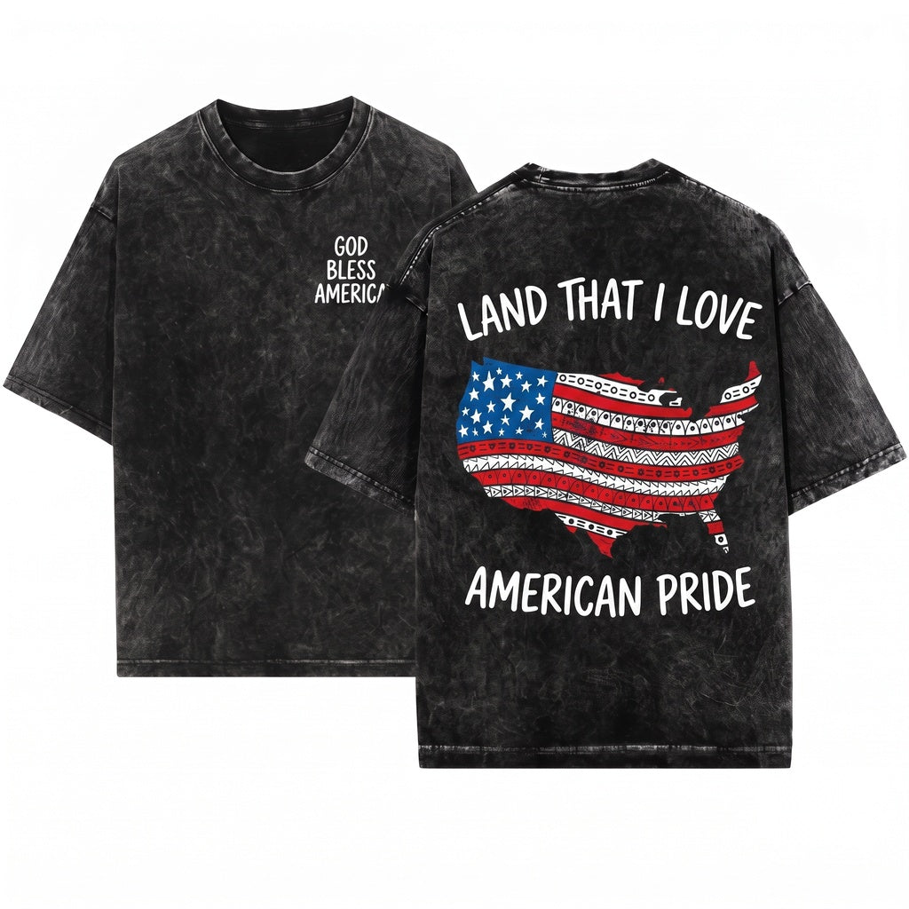God Bless America Land That I Love 4th Of July Patriotic Flag Unisex Wash T-Shirt