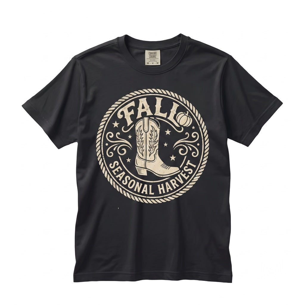 Fall Cowboy Boots Graphic Western Autumn Country Aesthetic Unisex TShirt