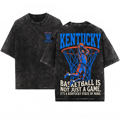 Bluegrass Retro Basketball Hoop Game Day Graphic Unisex Wash T-Shirt