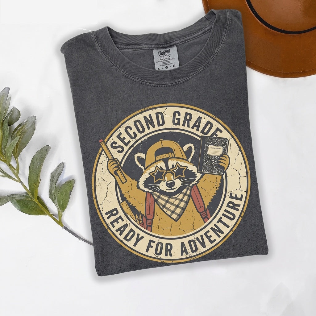 Funny Feral Raccoon Second Grade Teacher Team Back to School Classroom Graphic Unisex TShirt