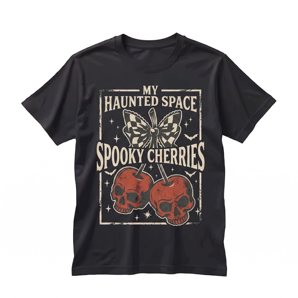 Skull Cherries Goth Sweatshirt Retro Checkered Bow Coquette Vintage Graphic Unisex TShirt