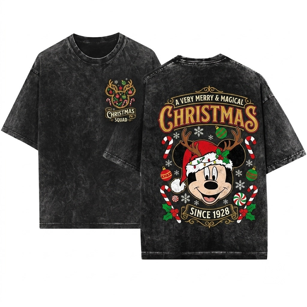 Magical Mouse Friends Characters Christmas Family Matching Vacation Unisex Wash T-Shirt