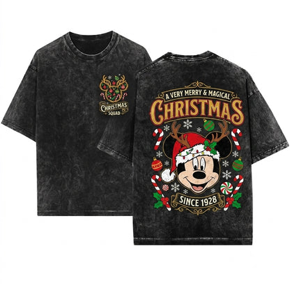 Magical Mouse Friends Characters Christmas Family Matching Vacation Unisex Wash T-Shirt