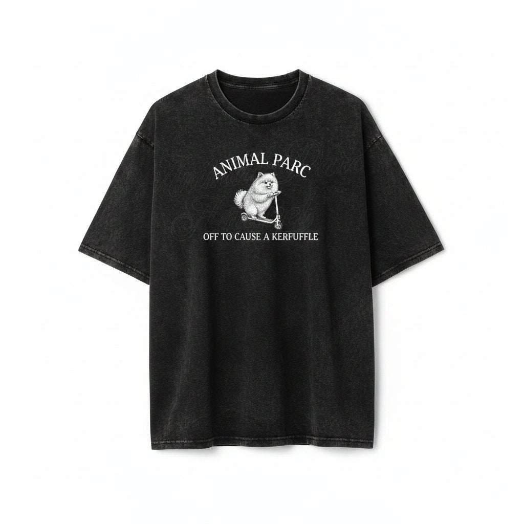 Pomeranian Off To Cause A Kerfuffle Funny Vintage Gift Dog Mom Silly Women Unisex Wash T-Shirt