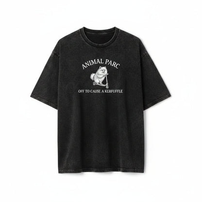 Pomeranian Off To Cause A Kerfuffle Funny Vintage Gift Dog Mom Silly Women Unisex Wash T-Shirt