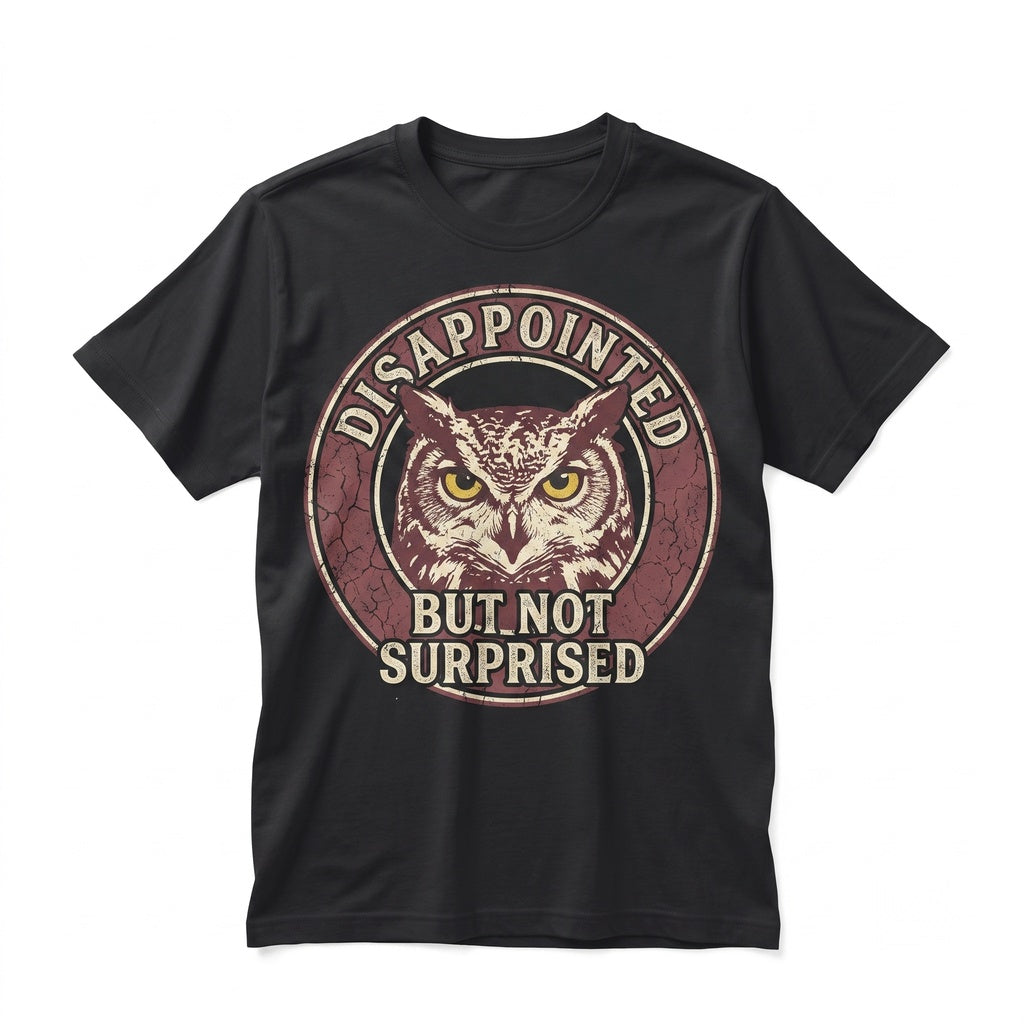 Funny Grumpy Disappointed Owl Graphic Sarcastic Bird Humor Novelty Cotton Unisex TShirt