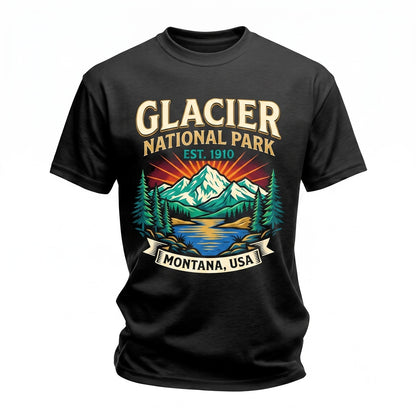 Glacier National Park Vintage Distressed Montana Nature Graphic Unisex TShirt