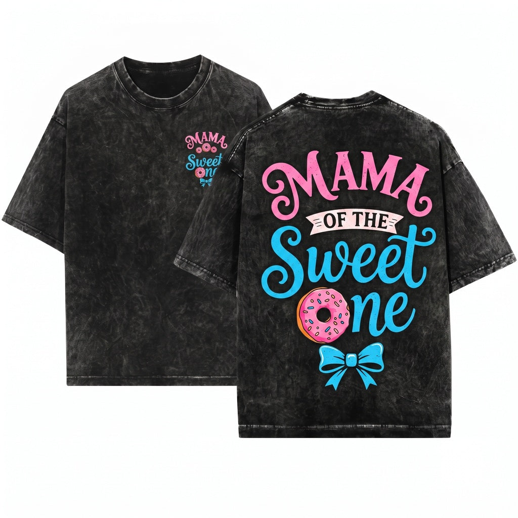 Mama Sweet One First Birthday Donut Mom Celebration Gift Matching Family Party Outfit Unisex Wash T-Shirt