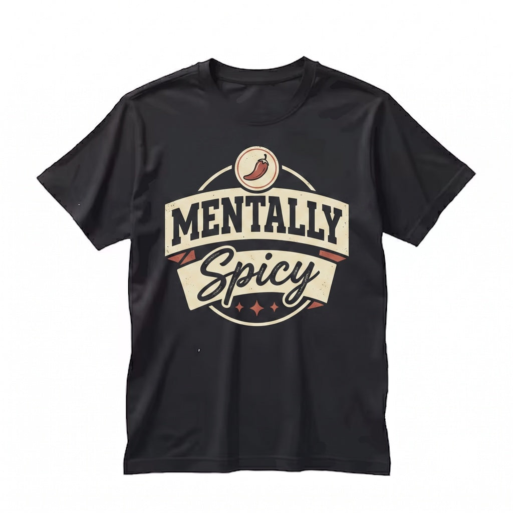 Mentally Spicy Retro Sarcastic Humor Health Awareness Graphic Novelty Quote Unisex TShirt