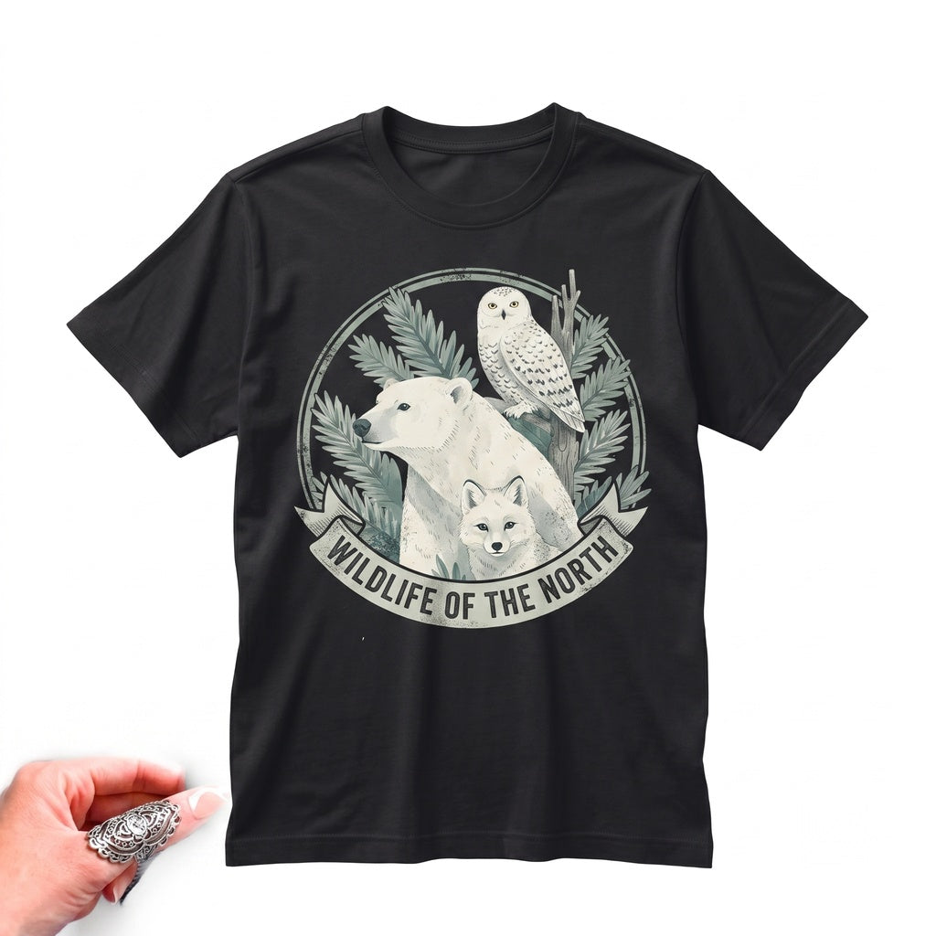 Retro Arctic Wildlife Graphic Polar Bear Fox Owl Winter Wilderness Nature Animal Lover Gift Unisex TShirt