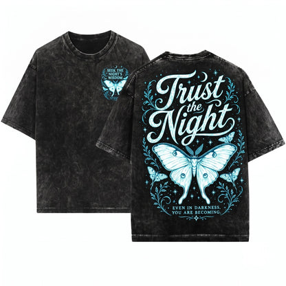 Luna Moth Trust The Night Graphic Nature Lovers Unisex Wash T-Shirt
