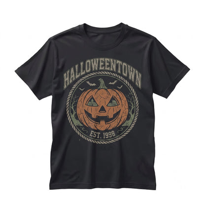Vintage Spooky Town University Est 1998 College Retro Pumpkin Fall Graphic Crewneck Autumn Holiday Gift Unisex TShirt