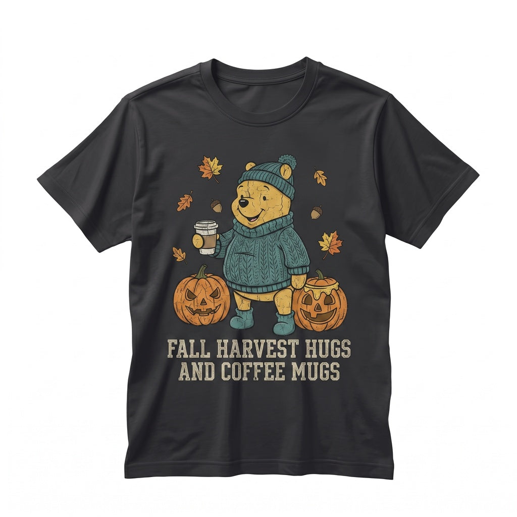Vintage Cute Honey Bear Coffee Long Sleeve Cozy Fall Autumn Graphic Apparel Unisex TShirt