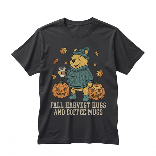 Vintage Cute Honey Bear Coffee Long Sleeve Cozy Fall Autumn Graphic Apparel Unisex TShirt