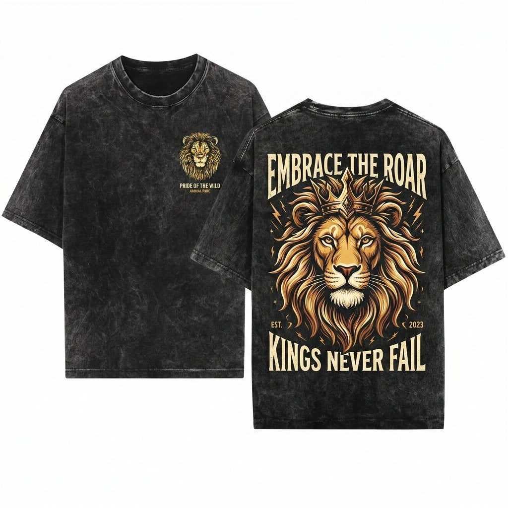 Vintage Wildlife King Jungle Safari Lion Lover Graphic Unisex Wash T-Shirt