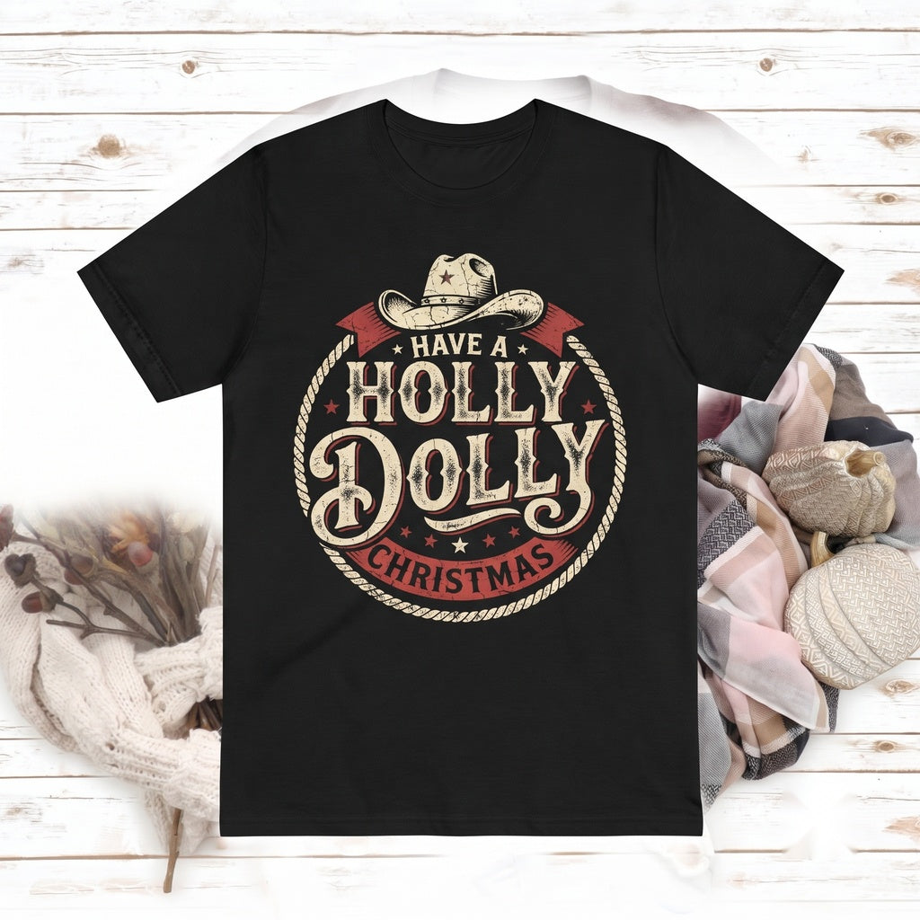 Holly Dolly Christmas Disco Cowgirl Western Holiday Gift Unisex TShirt