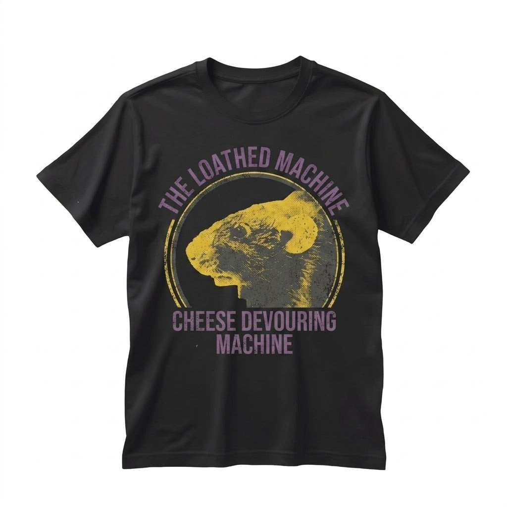 Funny Rat Cheese Devouring Machine Rodent Graphic Foodie Vintage Cotton Apparel Unisex TShirt